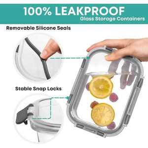 ชุดกล่องแก้วใส่อาหารแบบใช้ซ้ำได้ 30 ชิ้น พร้อมฝาปิดสุญญากาศ ป้องกันการรั่วซึม สำหรับเก็บอาหารกลางวันและอาหารเหลือ 30 ชิ้น - Product Image 3