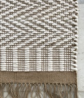 Moderner Indischer Handgewebter Jute-Teppich mit ZIG-ZAG-Muster, Dünn, Flach, Rutschfest, Wendbar für Gewerbe und Privat