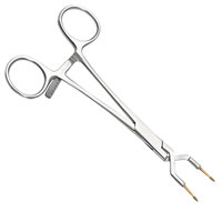 Pince de maintien de couronnes KERAMOGRIP 145 mm en acier inoxydable, pointes diamantées elliptiques, cliquet gradué pour laboratoire dentaire