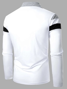 เสื้อโปโลแขนยาวของผู้ชายผ้าคอตตอน100% เสื้อยืดแขนยาวลาย3D ลำลองฤดูใบไม้ร่วง