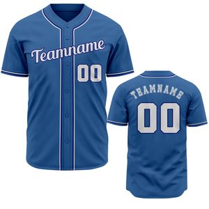 Camiseta de Béisbol Azul Claro de Manga Corta con Botones, Uniforme de Equipo Personalizado, Camisa Deportiva Transpirable de Poliéster - Product Image 1