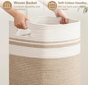 Wholesale Rectangular Cotton Laundry <b>Basket</b> Handicraft Decorative <b>Storage</b> Container Cotton Accessories from Vietnam - Product Image 3
