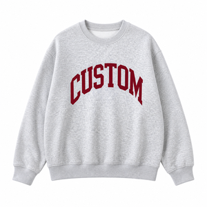 Sweat-shirt à col rond surdimensionné pour femme, en coton 100%, gris et bordeaux, avec impression personnalisée du logo sur le devant, décontracté et personnalisé - Product Image 3