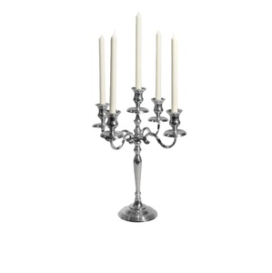 Wholesale High Quality Silver 5-Arm <b>Candelabra</b> Vintage Style Metal Candle Stand For Wedding Home Decor Polished Finish Holder - Product Image 4