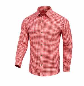 <b>Men</b>’s <b>Red</b> Bavarian Trachten Oktoberfest <b>Shirt</b> Cotton Long Sleeve Festive Wear S to 4XL - Product Image 1