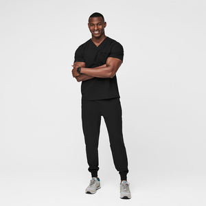 Adam poli spandex hemşire fırçalama jogger seti için özel hastane giysisi poli pamuk tıbbi üniforma seti - Product Image 2