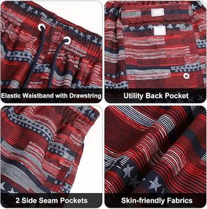 Short de bain décontracté pour homme en polyester/coton extensible à imprimé tortue, séchage rapide, taille à cordon de serrage avec poches - Product Image 6
