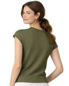 Suéter de Punto sin Mangas Color Verde Oliva Personalizado para Mujer, Cuello Redondo, Ligero, Informal, Chaleco de Verano, Suave, Cómodo y Moderno - Product Image 2