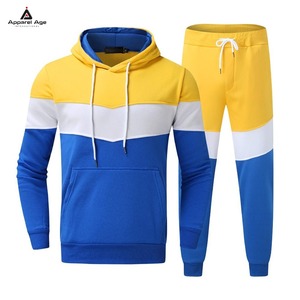 เสื้อฮู้ดดี้ทรงบ็อกซี่สีสันตัดกันแบบกำหนดเองขายดี และกางเกงวอร์มทรงหลวมสำหรับผู้ชาย ชุดวอร์มผ้าฟลีซคุณภาพสูงสำหรับผู้ชาย สไตล์สตรีทแวร์ - Product Image 1