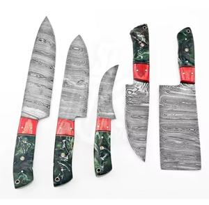 Custom Handmade High Quality 5-Piece Damascus Chef <b>Knives</b> with Customized Handle For Multi-Purpose and Eco-Friendly - Product Image 1