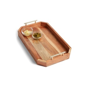 Plateau de service en bois de qualité supérieure, plateau de petit-déjeuner en bois naturel massif pour la cuisine, la salle à manger, le café, le thé, les collations, les fruits, les aliments et la décoration intérieure - Product Image 6