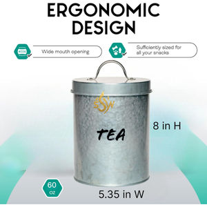 Bocaux de rangement de cuisine en métal galvanisé faits à la main, imprimés sur mesure, durables, pour la maison et le magasin, pots rustiques pour aliments - Product Image 3