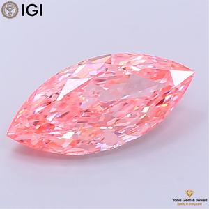 Diamant de laboratoire CVD de qualité supérieure, certifié IGI, taille Marquise, 5,00 carats, couleur rose vif fantaisie, clarté VS1, pour bague de promesse - Product Image 1