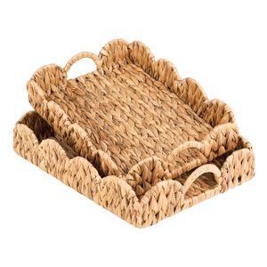 Premium Weave Rattan Serving <b>Tray</b> With Deep <b>Sides</b> Perfect For Displaying Fruits Napkins And Decorative Centre <b>Table</b> Arrangements - Product Image 3