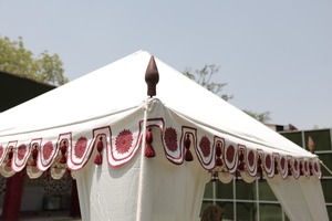 Carpa de Lujo para Bodas con Rayas Rojas y Blancas, Carpa de Lona para Exteriores de 3 m de Diámetro - Product Image 3