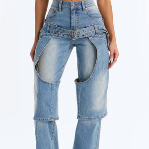 Lupin felt High-Waist 2025 <b>Stretch</b> <b>Denim</b> Pants Women Casual Cargo Baggy Jeans Multi-Pocket High Quality Fashion Pant OEM - Product Image 3