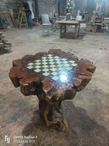 Offre Spéciale – Ensemble d'échecs d'extérieur en bois, design 100 % original, forme naturelle, exclusif, exotique et minimaliste - Product Image 3