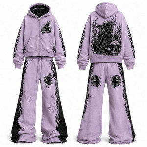 ELYSIAN INDUSTRIES ชุดวอร์มมีฮู้ดสีเหลืองสำหรับผู้ชาย แขนยาว มีเชือกผูกเอว ทรงปกติ สตรีทแวร์ลำลอง กางเกงขายาวทรงกว้างด้านข้าง - Product Image 4