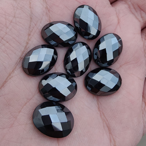 Pierre précieuse en hématite de qualité AAA+, taille ovale à facettes, dos plat, calibrée, en vrac, pour bijoux, toutes tailles - Product Image 5