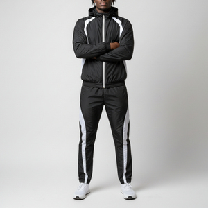 Survêtements de sport pour hommes avec logo personnalisé, 100% coton, imprimés, style streetwear, ensemble 2 pièces, patchwork, pour la course à pied et la salle de sport - Product Image 1