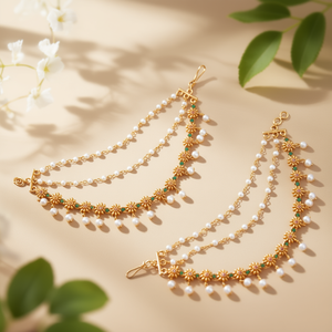 Fine Body Chain with Floral Pearl Ear Chain - Product Image 3
