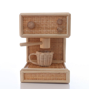 Juguetes de cafetera de ratán en miniatura, juguete de cafetería para barista, máquina de espresso de juguete, juegos de rol para niños - Product Image 1