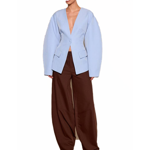 2026 Women's Blue <b>Blazer</b> <b>Skirt</b> <b>Set</b> Long Sleeve High Waist Long <b>Skirt</b> Elegant Office Two Piece Suit Casual Fashion OEM Wholesale - Product Image 1