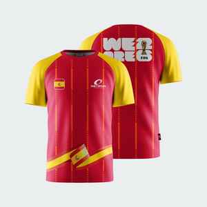 เสื้อฟุตบอลทีมชาติสเปนรุ่นล่าสุดปี 2026 สำหรับแฟนบอล  แบบทันสมัย  รับสั่งทำชื่อพิมพ์ด้านหน้า  ผ้าแห้งเร็ว โพลีเอสเตอร์ 100% - Product Image 1