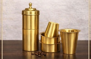 Premium Gold Plated <b>Mug</b> Set with Lid in Floral <b>Box</b> Gift for Adults Vintage Style Metal Drinkware - Product Image 4
