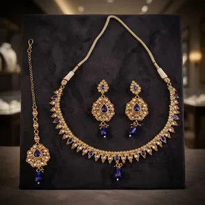 Juego de Collar y Aretes Kanhai Jewels para Mujer, Azul Clásico, Estilo Antiguo, para Regalo de Boda o Fiesta, Chapado en Titanio, Aleación de Cobre, Cristal - Product Image 2