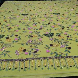 Tela de encaje de malla con bordado de flores 3D de alta calidad, con cuentas, al por mayor, tul cosido a mano para prendas de mujer y vestidos de noche - Product Image 4