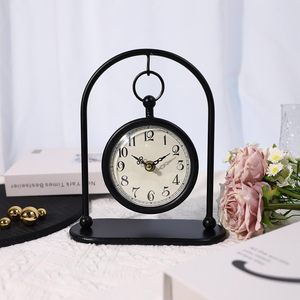 Vintage Metal Table <b>Clock</b>, Farmhouse Table <b>Clock</b>, Small Black Silent Non-Ticking Battery Operated Desk and Shelf <b>Clocks</b> <b>for</b> Home - Product Image 6
