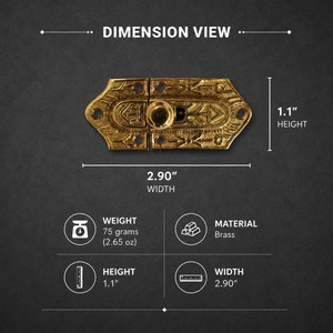 Loquet de placard en laiton massif SHUBHAM, loquet décoratif vintage pour porte de placard, quincaillerie de verrouillage coulissant de style antique - Product Image 3