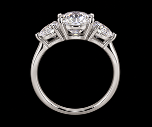 Anillo de Compromiso y Boda con Tres Diamantes de Corte Brillante Cultivados en Laboratorio, Certificado IGI, Oro de 10K, 14K, 18K, Plata 925, 935, con Engaste de Garras - Product Image 4