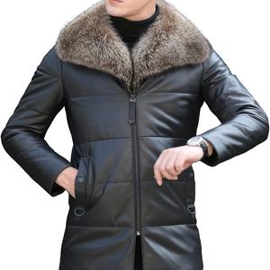 Nuevo estilo de invierno cálido grueso piel de oveja piel de cordero Chaqueta larga de cuero de oveja hombres con diseño de piel - Product Image 1