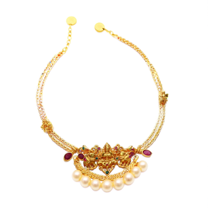 Ethnic Gold Plated <b>Copper</b> Brass Kada <b>Bangles</b> with Pearl Oxidized Polish Finish India Origin for Engagement - Product Image 2
