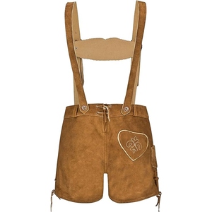 Elegant Leather Lederhosen for Women Stylish Authentic Suede Shorts Featuring Classic Metal Buckles and Detailed Waist Straps - Product Image 2