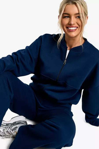 Wholesale Two Piece Lounge Set Long Sleeve Zip Sweatshirt and Straight Leg <b>Pants</b> Casual Set - Product Image 4