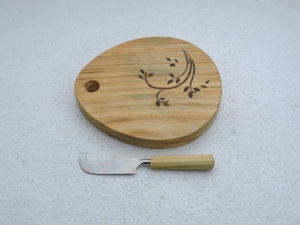 เขียงชีสไม้สั่งทำพิเศษ พร้อมอุปกรณ์ตัด คุณภาพสูง ทำจากไม้มะม่วง รูปทรงวงรี ขายดีที่สุด อุปกรณ์ครัวไม้ - Product Image 4