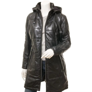 Chaquetas de Cuero Largas con Capucha para Mujer, Diseño Personalizado 2026, Alta Calidad, Precio al por Mayor, Chaqueta de Cuero para Mujer con Cierre Frontal - Product Image 2