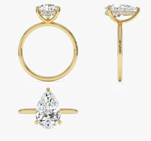 Anillo de Diamante con Corte Pera Cultivado en Laboratorio en Oro de 14K para Uso Diario - Estilo de Lujo para Bodas y Fiestas - Product Image 3