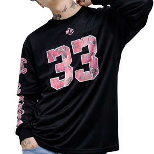 Camiseta Premium para Hombre, Manga Larga, Malla Transpirable, Diseño de Mármol Rosa con Número, Estilo Urbano, Ligera, Fabricante OEM al por Mayor - Product Image 4