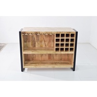 Table de bar haute multifonctionnelle en bois massif de style industriel moderne avec porte-bouteilles et accessoires pour usage domestique, commercial et hôtelier