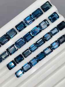 Topacio azul de Londres facetado, piedras sueltas octogonales, lote de piedras preciosas naturales de 6x4 mm a 10x12 mm para la fabricación de joyas - Product Image 2