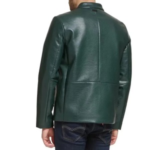 Trendy Winter <b>Men's</b> Genuine <b>Leather</b> <b>Jackets</b> with Zipper Front Logo Breathable Slim Fit Green Color <b>Leather</b> Avirex <b>Jacket</b> for <b>Men</b> - Product Image 2