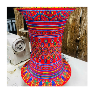 Lanterne suspendue en soie de style bohème Hmong, fabriquée à la main, en tissu tribal, éclairage coloré, lampe décorative ethnique pour chambre à coucher, salon - Product Image 1
