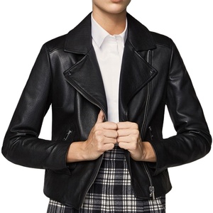 New Women's Elegant <b>Quilted</b> Sheep Skin Leather Bomber Jacket Spandex Cozy Funnel Neck Breathable Waterproof Eco-Friendly Jackets - Product Image 1