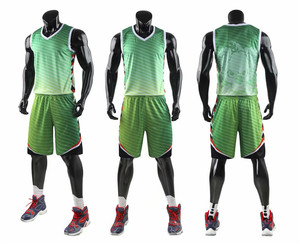 Ensemble de maillots de basket-ball pour hommes imprimés par transfert thermique, col en V, sans manches, évacuation de l'humidité, couleur dégradée, uniforme coupe classique, personnalisable - Product Image 3