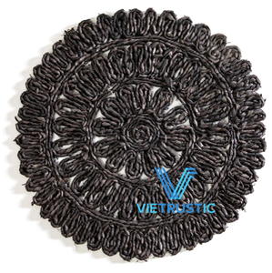 Mantel Individual Redondo de Yute y Fibra Marina de Moda, Posavasos de Cocina, Decoración de Mesa para Fiestas Hecha a Mano - Product Image 3
