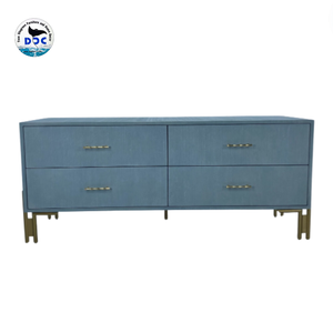 Faux Shagreen Modern Foldable <b>Extendable</b> Adjustable Apartment Living Room Bedroom Hotel Cabinet Nightstands Long Chest 4 Drawer - Product Image 5